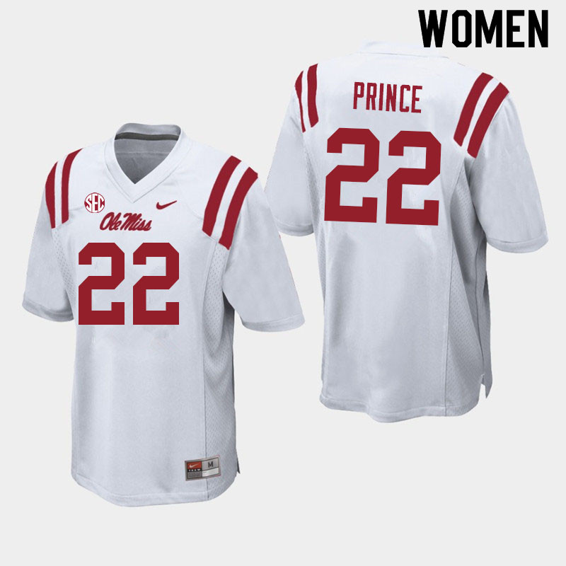 Women #22 Deantre Prince Ole Miss Rebels College Football Jerseys Sale-White - Click Image to Close
